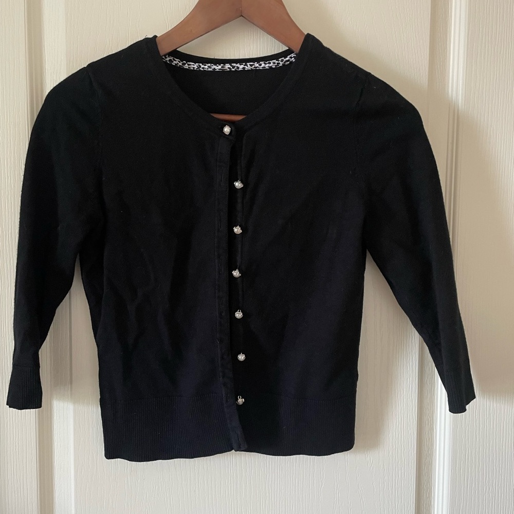 WHBM black with pearl button up cardigan